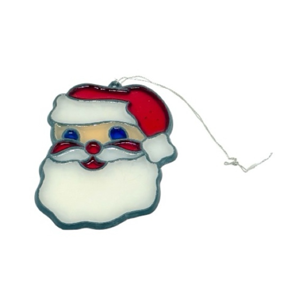 Santa Claus Stained Glass Ornament Vintage
